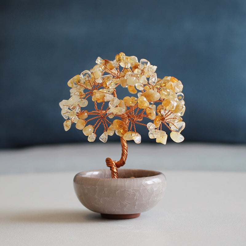 Natural pink crystal peach tree ornaments