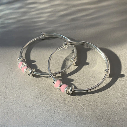 chinoiserie Bow Round Sterling Silver Children's Bracelet