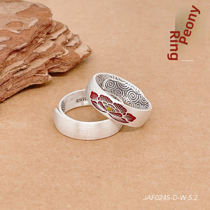 Peony sterling silver ring for men and women