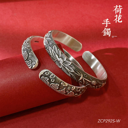 Chinese style phoenix carp sterling silver bracelet