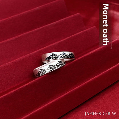 Luxury couple sterling silver ring