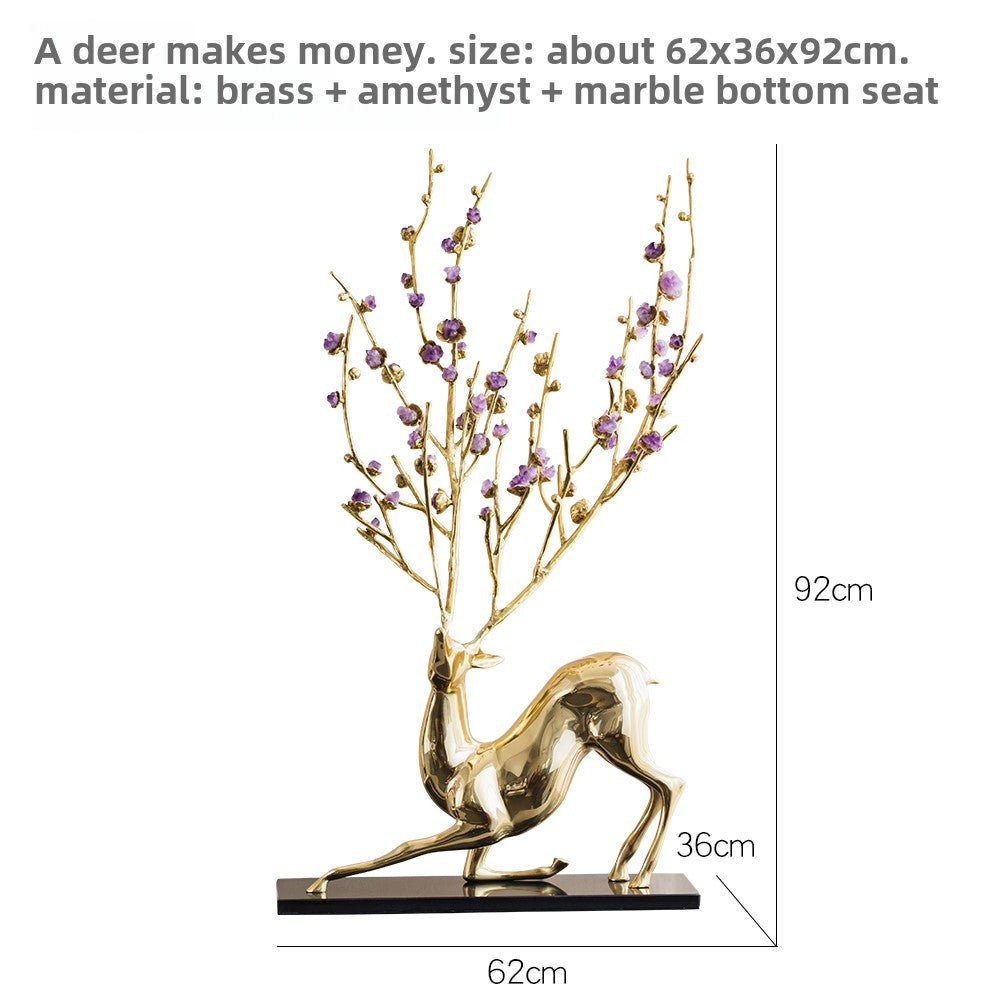 Chinese natural crystal lucky deer blossom sika deer decorative ornaments