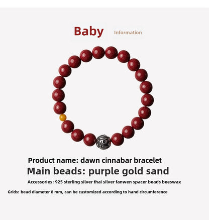 High-end new Chinese style purple gold sand cinnabar red sand bracelet handmade silver bracelet