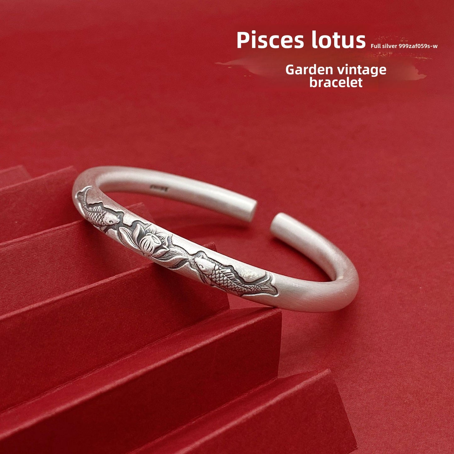 Chinese Lotus Stick Sterling Silver Bracelet