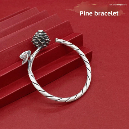 Chinese style rose rich sterling silver bracelet