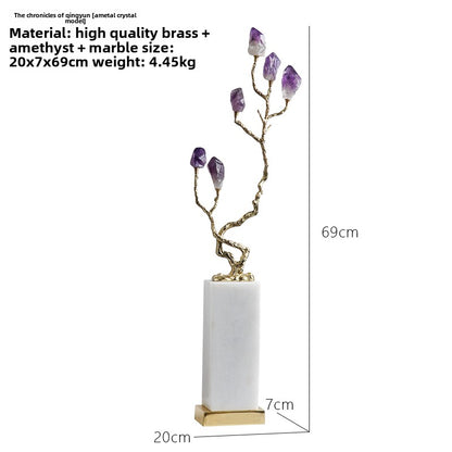 Natural crystal treasure fortune tree ice crack decorative ornaments