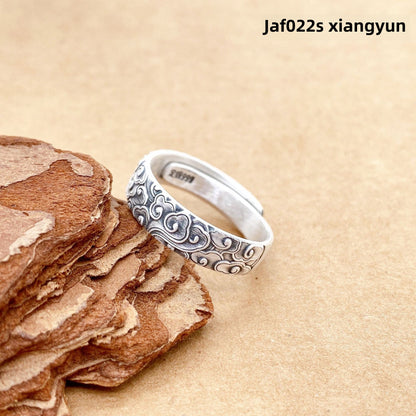 Plum blossom and lotus sterling silver ring