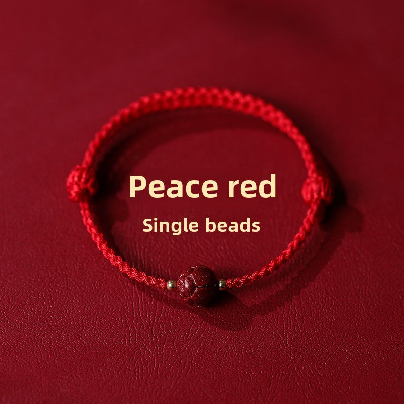 New Chinese style ashore cinnabar lotus red rope braided bracelet