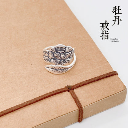 Fashion Peony Sterling Silver Ring