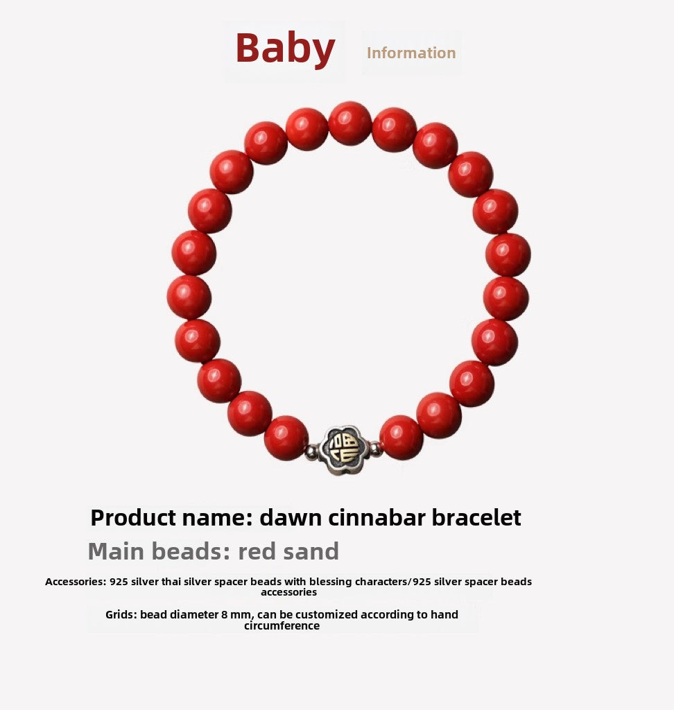 Fashion new national style cinnabar red sand bracelet sterling silver blessing bracelet