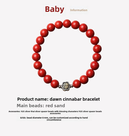 Fashion new national style cinnabar red sand bracelet sterling silver blessing bracelet