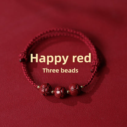 New Chinese style ashore cinnabar lotus red rope braided bracelet