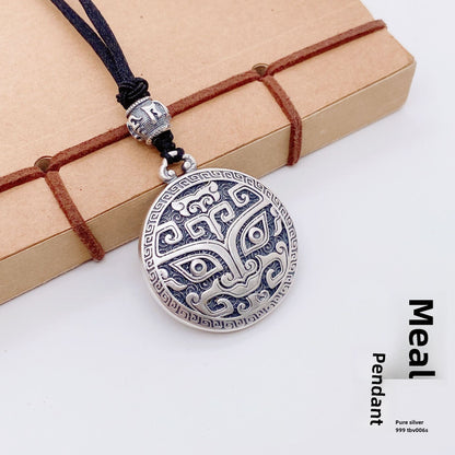 Chinese style sterling silver pendant necklace