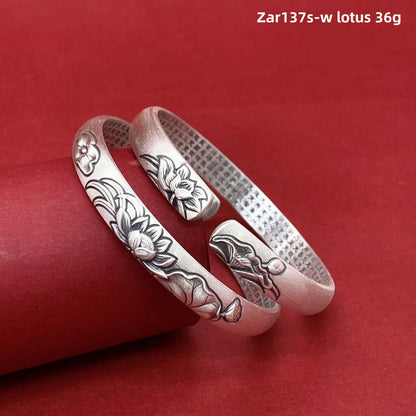 Chinese style relief Pisces sterling silver bracelet