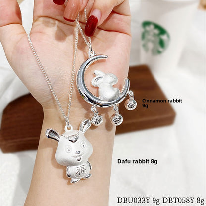 Lucky rabbit sterling silver pendant