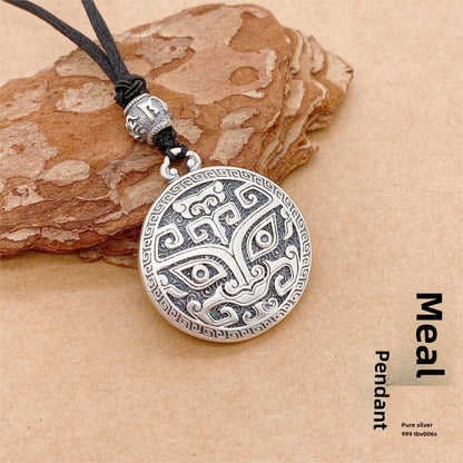 Chinese style sterling silver pendant necklace