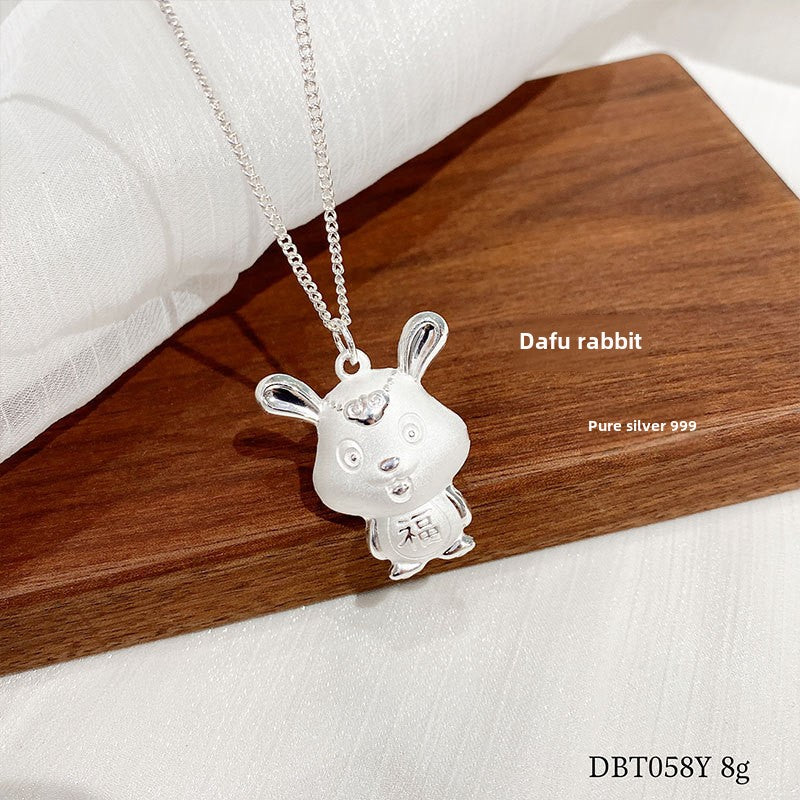 Lucky rabbit sterling silver pendant