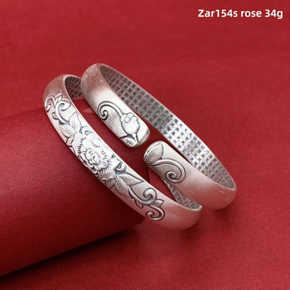 Chinese style relief Pisces sterling silver bracelet