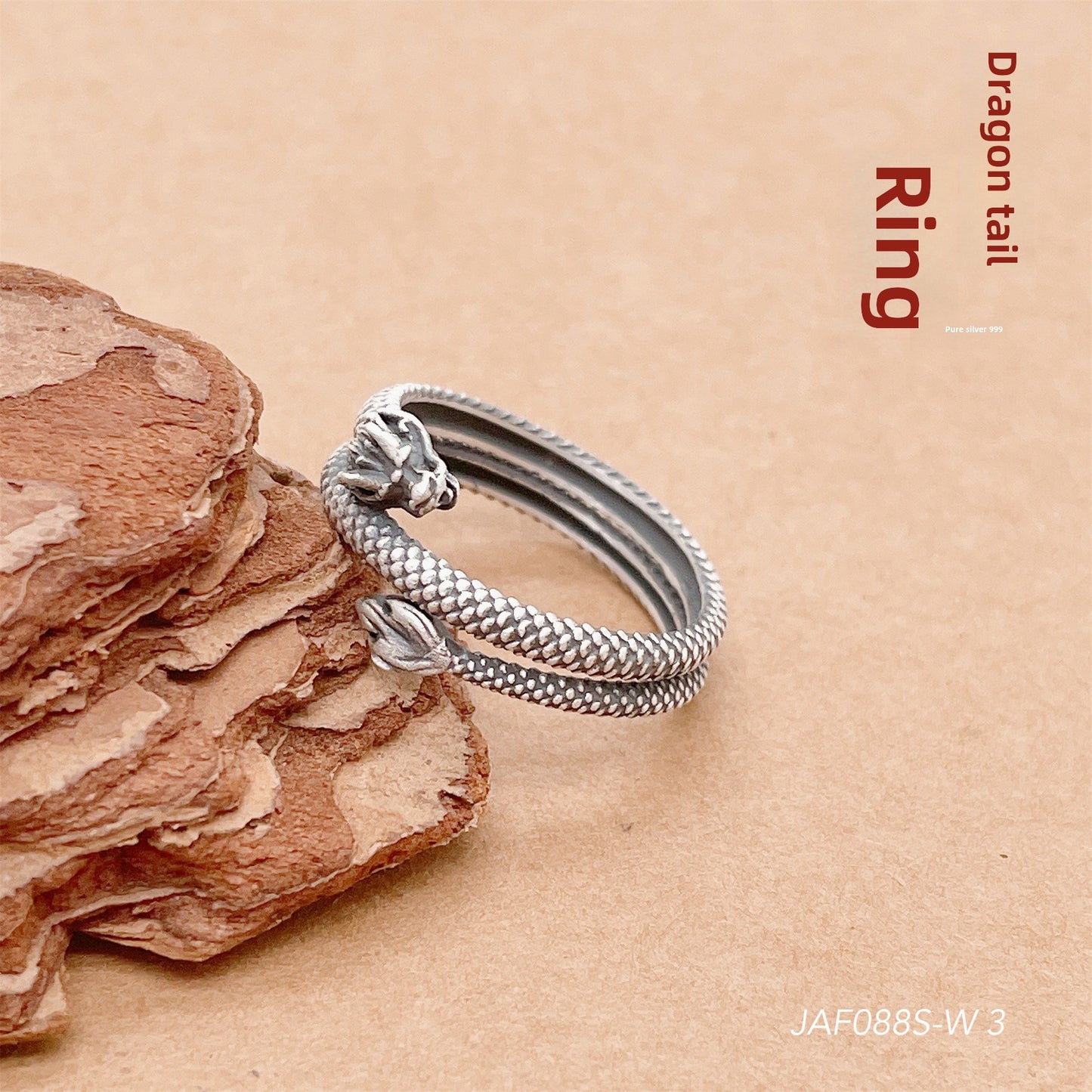 Ethnic style open sterling silver ring