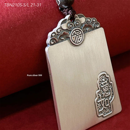 Chinese style peace and good luck sterling silver pendant necklace