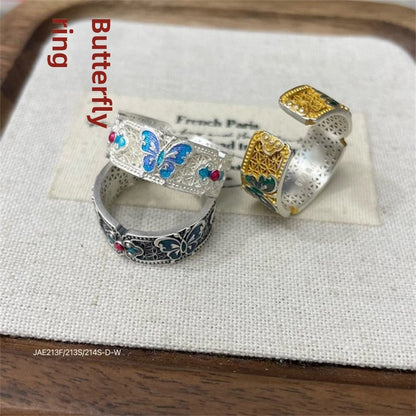 Ethnic style butterfly hollow ring