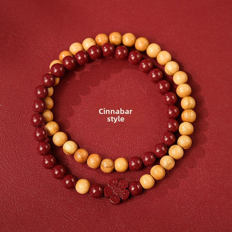 New Chinese style cinnabar purple gold sand bracelet multi-circle peach wood double circle peach blossom bracelet