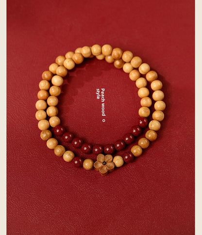 New Chinese style cinnabar purple gold sand bracelet multi-circle peach wood double circle peach blossom bracelet