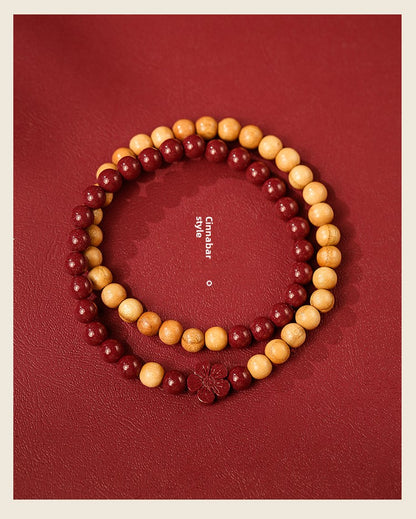 New Chinese style cinnabar purple gold sand bracelet multi-circle peach wood double circle peach blossom bracelet